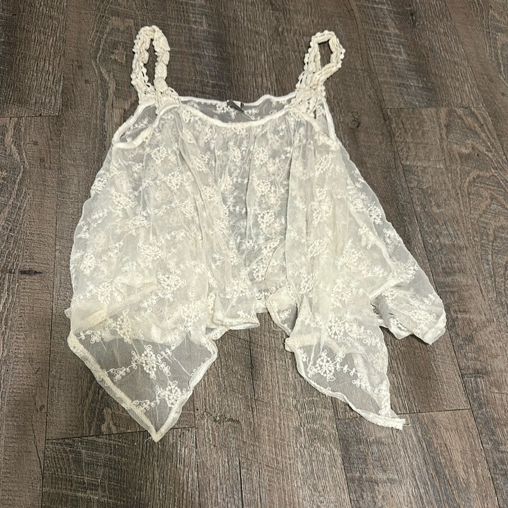 Paper Crane White Asymmetrical Ruffled Blouse